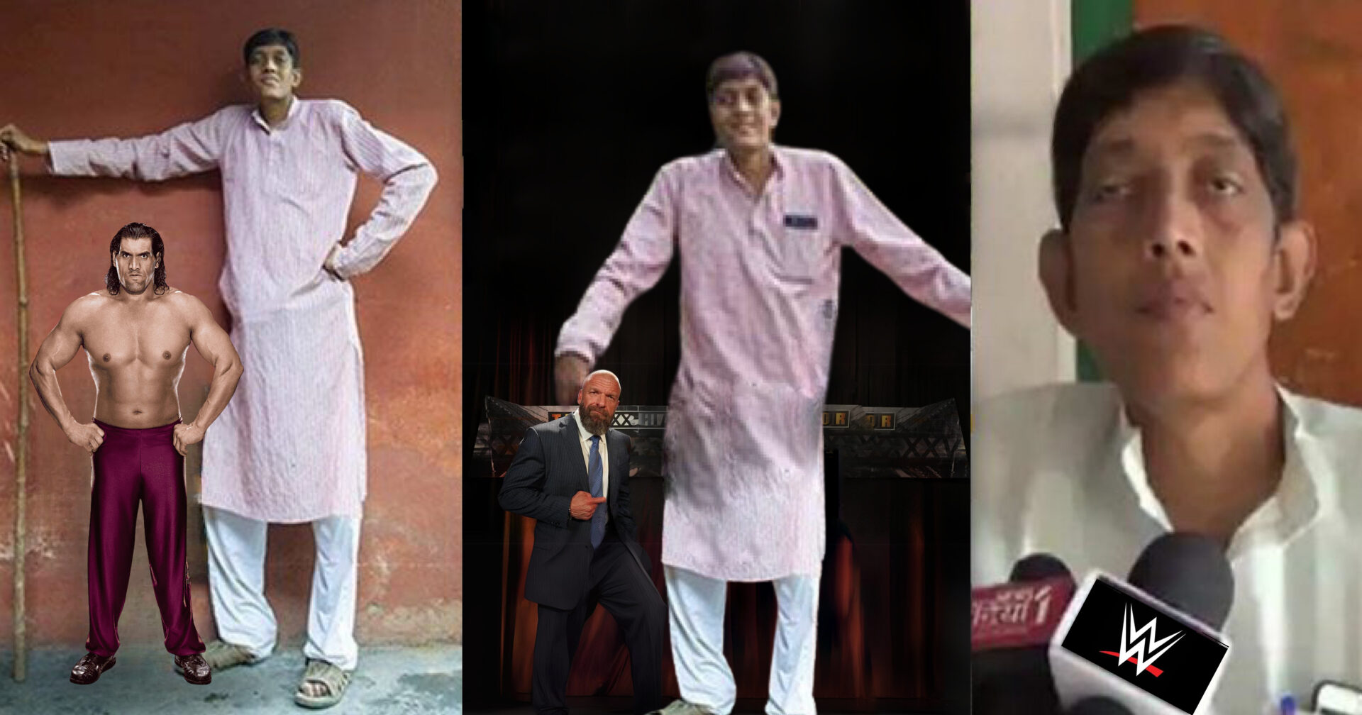 WWE signs Great Khali Jr. — who stands three feet taller than his giant father!