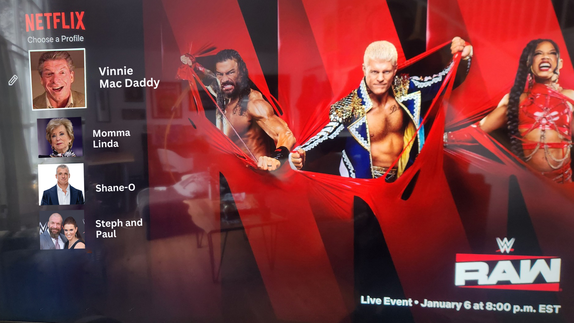 Vince locked out of McMahon family Netflix account
